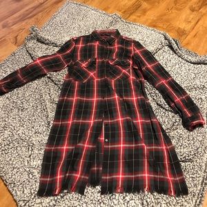 Zara - Plaid Fringe Collared Dress